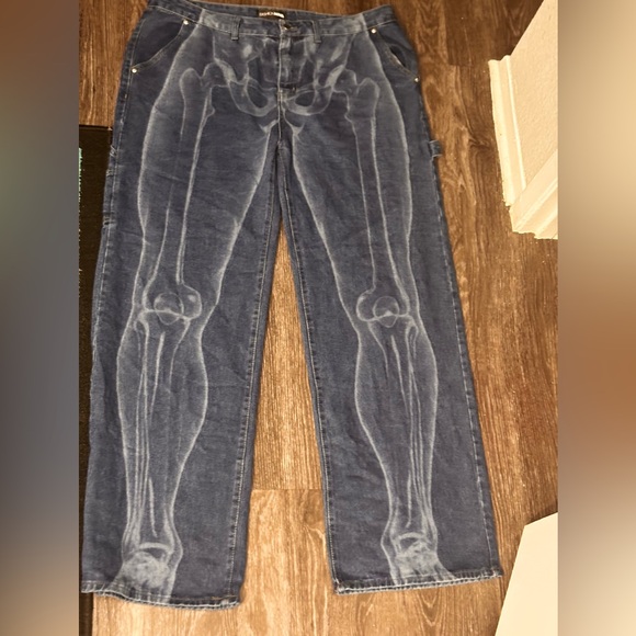 Fashion Nova Denim - Blue Skeleton Print Jeans